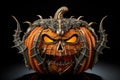 Jack O Lantern faces, jewelry halloween pumpkin. Generative AI