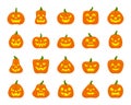 Jack O Lantern simple flat color icons vector set