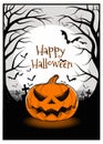 Jack on the dark grave forest illustration for halloween Royalty Free Stock Photo