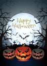 Jack on the dark grave forest illustration for halloween Royalty Free Stock Photo