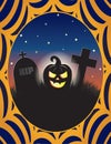 Jack o Lantern Halloween Graveyard Illustration