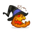 Jack-O-Lantern. Halloween pumpkin in witch hat. Vector illustration Royalty Free Stock Photo