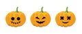 Pumpkins. Halloween set. Jack o Lantern. Cartoon, flat, vector Royalty Free Stock Photo