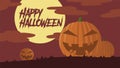 Jack o lantern landscape vector illustration with clouds and moon for halloween banner also can use for media social feed