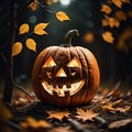 A Grinning Jack-o\'-Lantern Pumpkin Welcomes Halloween.