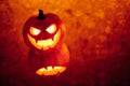 Jack-o-lantern pumpkin glow light, Halloween background
