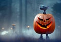 Jack o Lantern pumpkin, Halloween festival, for poster, greeting card, banner, party, invitation, Ai generated, advertising, trick Royalty Free Stock Photo