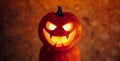 Jack-o-lantern pumpkin orange light, Halloween background Royalty Free Stock Photo