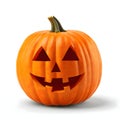 Jack-o-lantern pumpkin up close, Halloween image on a bright isolated background