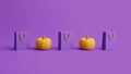 Jack-o-Lantern pumpkins and shopping bags on purple background Royalty Free Stock Photo