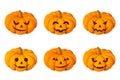 Jack-O-Lantern. Set of six Halloween pumpkins.