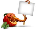 Jack-O-Lantern-Sign as halloween promotional blank signage Royalty Free Stock Photo