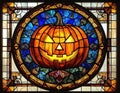 Jackolantern stained glass Royalty Free Stock Photo