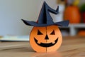 jack o lantern with a witch hat Royalty Free Stock Photo