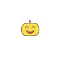 Jack o lantern yellow smiling pumpkin sticker isolated on white background.
