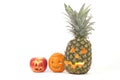 Jack-o-Lanterns made out of Fruits Royalty Free Stock Photo
