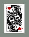 Jack playing card of Hearts suit in vintage engraving drawing stile