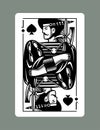 Jack playing card of Spades suit in vintage engraving drawing style