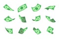 Jack Port money. dollar bills falling from above Isolated objects on a white background Royalty Free Stock Photo