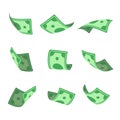 Jack Port money. dollar bills falling from above Isolated objects on a white background Royalty Free Stock Photo