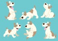 Jack russel terrier dog cartoon set