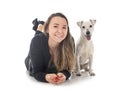 Jack russel terrier and woman Royalty Free Stock Photo