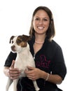 Jack russel terrier and woman Royalty Free Stock Photo