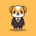 Jack russell dog in business suit cartoon character vector illustration