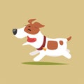 Jack russell puppy character running, cute funny terrier vector illustration