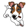 Jack Russell puppy dog eating snack cartoon illustration