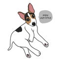 Jack Russell puppy dog enjoy lazy style cartoon illustration