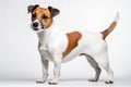 Jack Russell Terrier Dog Stands On A White Background