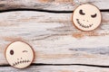 Jack Skellington cookies on wooden background.