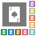 Jack of spades card square flat icons Royalty Free Stock Photo