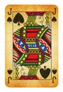 Jack of Spades Vintage playing card - isolated on white Royalty Free Stock Photo