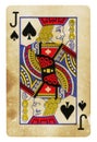 Jack of Spades Vintage playing card - isolated on white Royalty Free Stock Photo