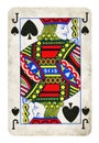 Jack of Spades Vintage playing card - isolated on white Royalty Free Stock Photo