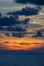 Jack up oil rig at twilight time Royalty Free Stock Photo