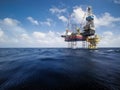 Jack up rig with oil platform at sea with blue sky