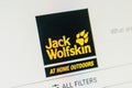 Jack wolfskin Web Site. Selective focus.