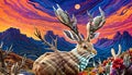 Jackalope mythical animal antelope jackrabbit artist paint brush color