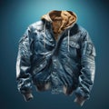 Jacket, blue with brown, casual, fashionable