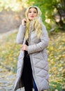 Jacket everyone should have. Puffer fashion trend concept. Oversized jacket trend. Puffer jacket casual and comfortable
