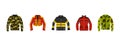 Jacket icon set, flat style Royalty Free Stock Photo