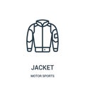 jacket icon vector from motor sports collection. Thin line jacket outline icon vector illustration. Linear symbol