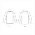 Jacket with a long sleeve, vector. Technical drawing of a pullover. Round neck. Raglan sleeve.