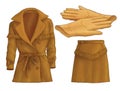 Jacket, skirt and gloves