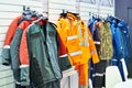 Jackets workwear in store Royalty Free Stock Photo