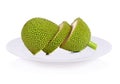 Jackfruit on plate isolated on white background Royalty Free Stock Photo