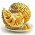 jackfruit, unusual tasty fresh tropical fruit isolated on white close-up